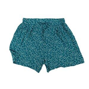 West Loop Womens Teal Floral Print Short Shorts Size L/XL Drawstring Waist NWT